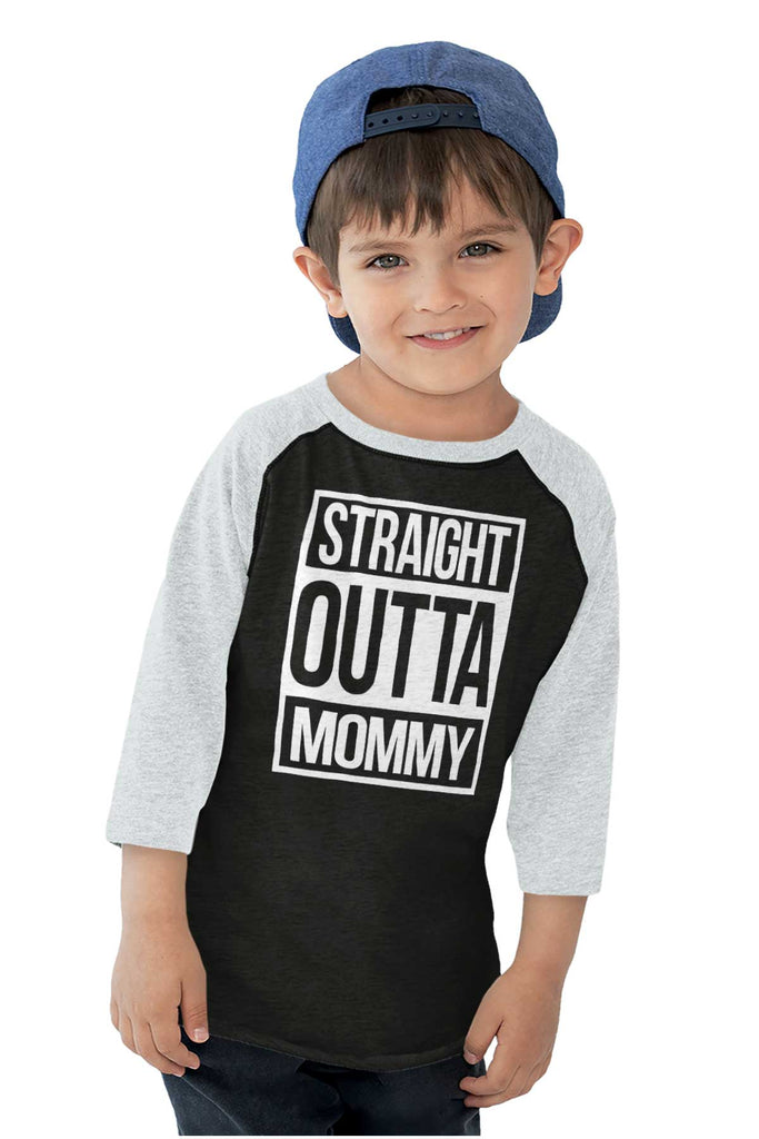 Straight Outta Mommy Toddler Baseball-Direct To Garment Print-Brisco Baby