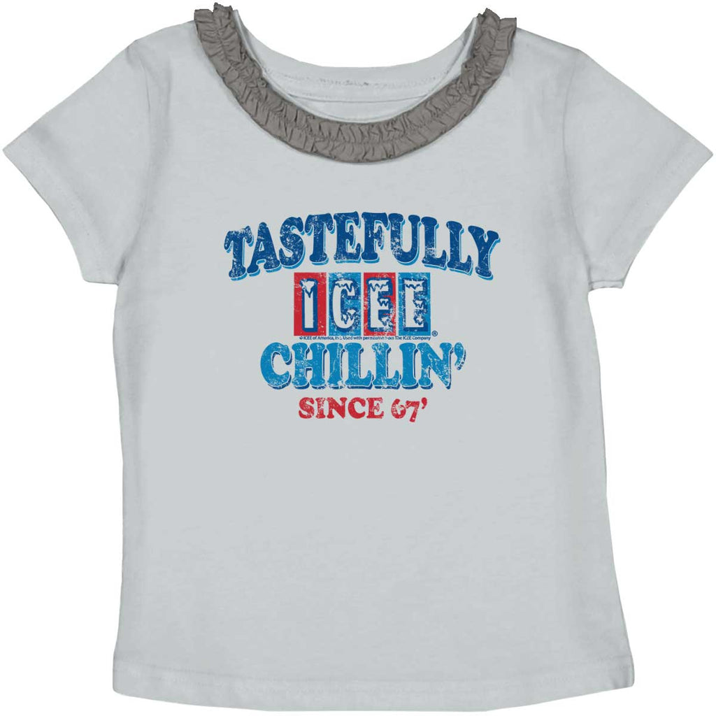 Chillin Since '67 Toddler Ruffled Trim T-Shirt-Direct To Garment Print-Brisco Baby