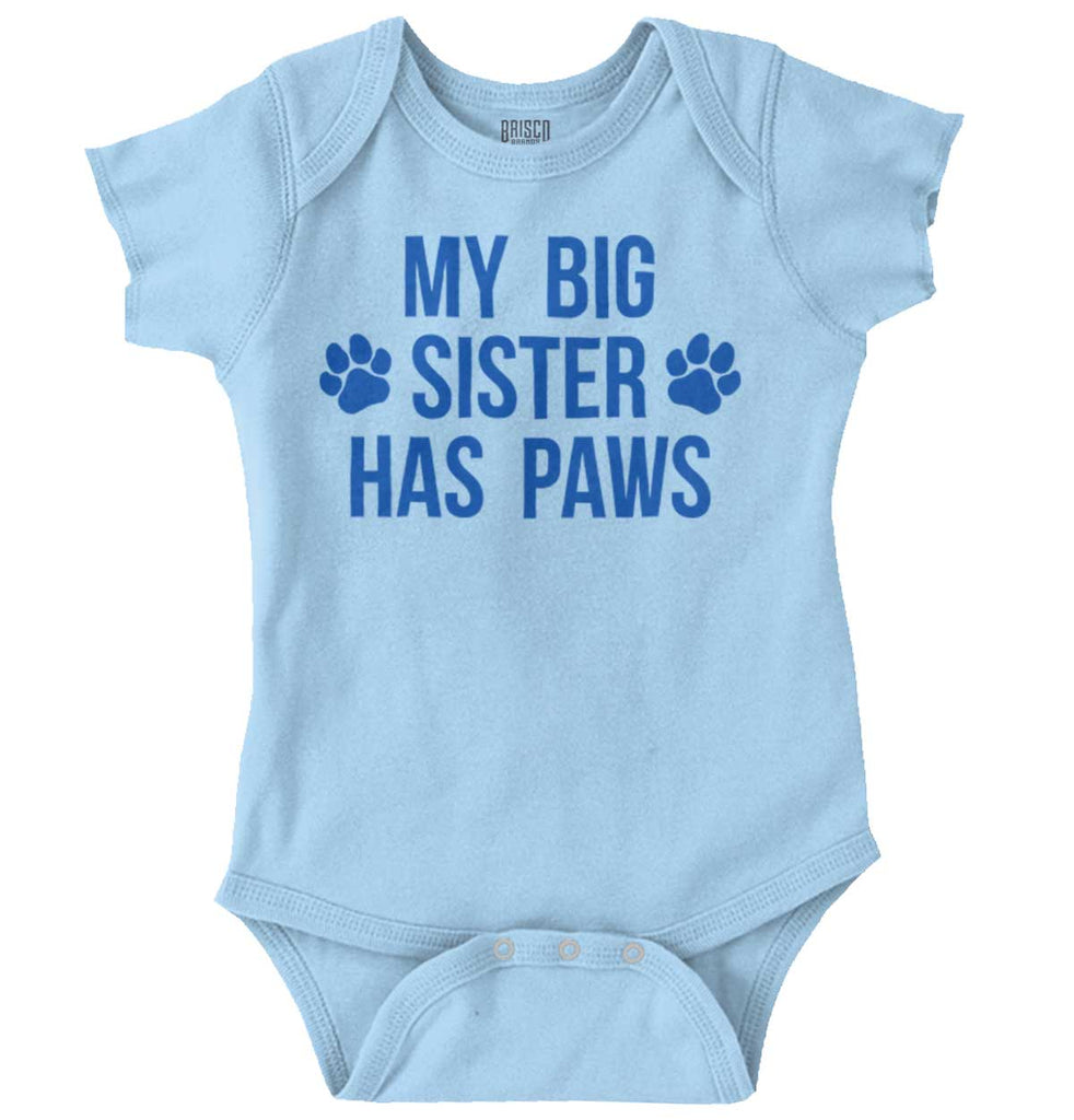 My Big Sister Has Paws Romper Bodysuit-Direct To Garment Print-Brisco Baby