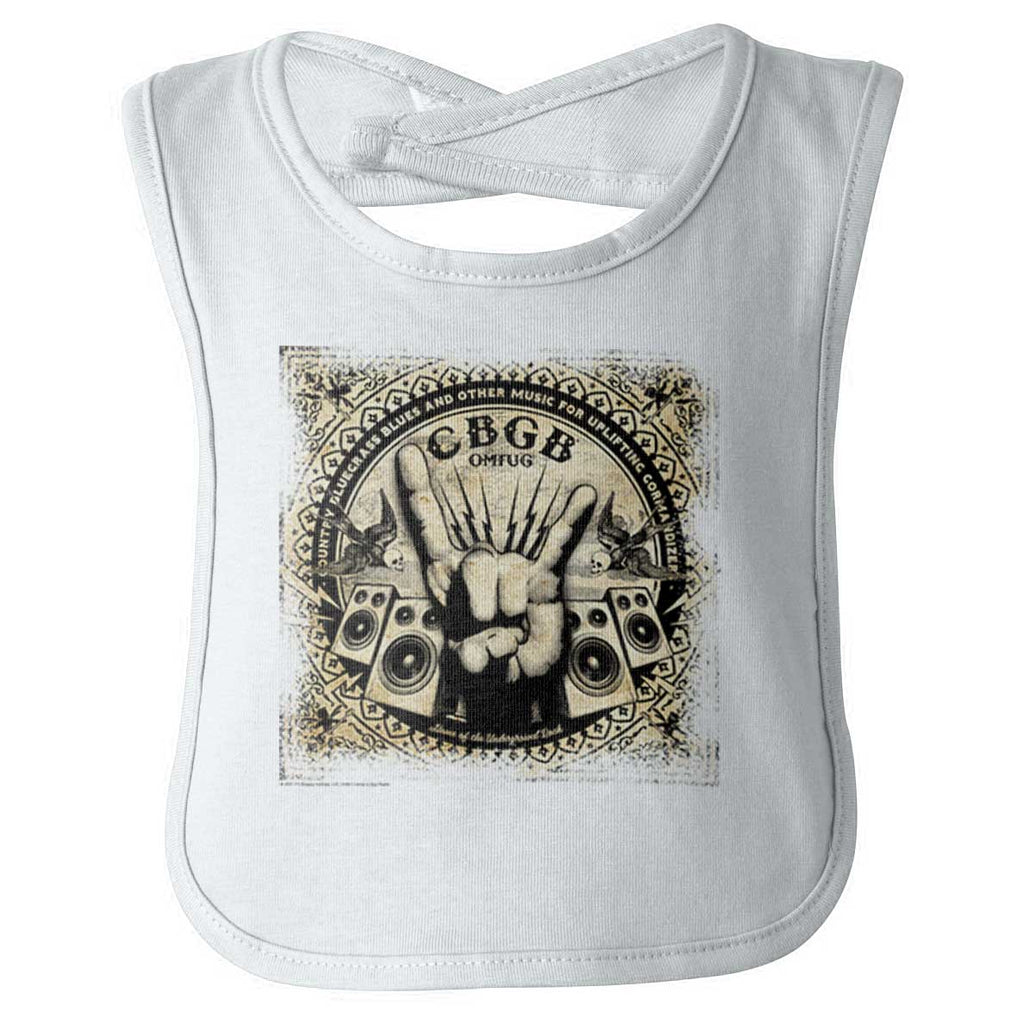 CBGB Horns Infant Baby Bib-Direct To Garment Print-Brisco Baby