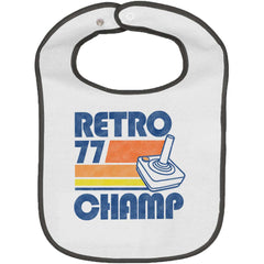 Retro 77 Champ Gamer Dragons Trimmed White Snap Bib-Direct To Garment Print-Brisco Baby