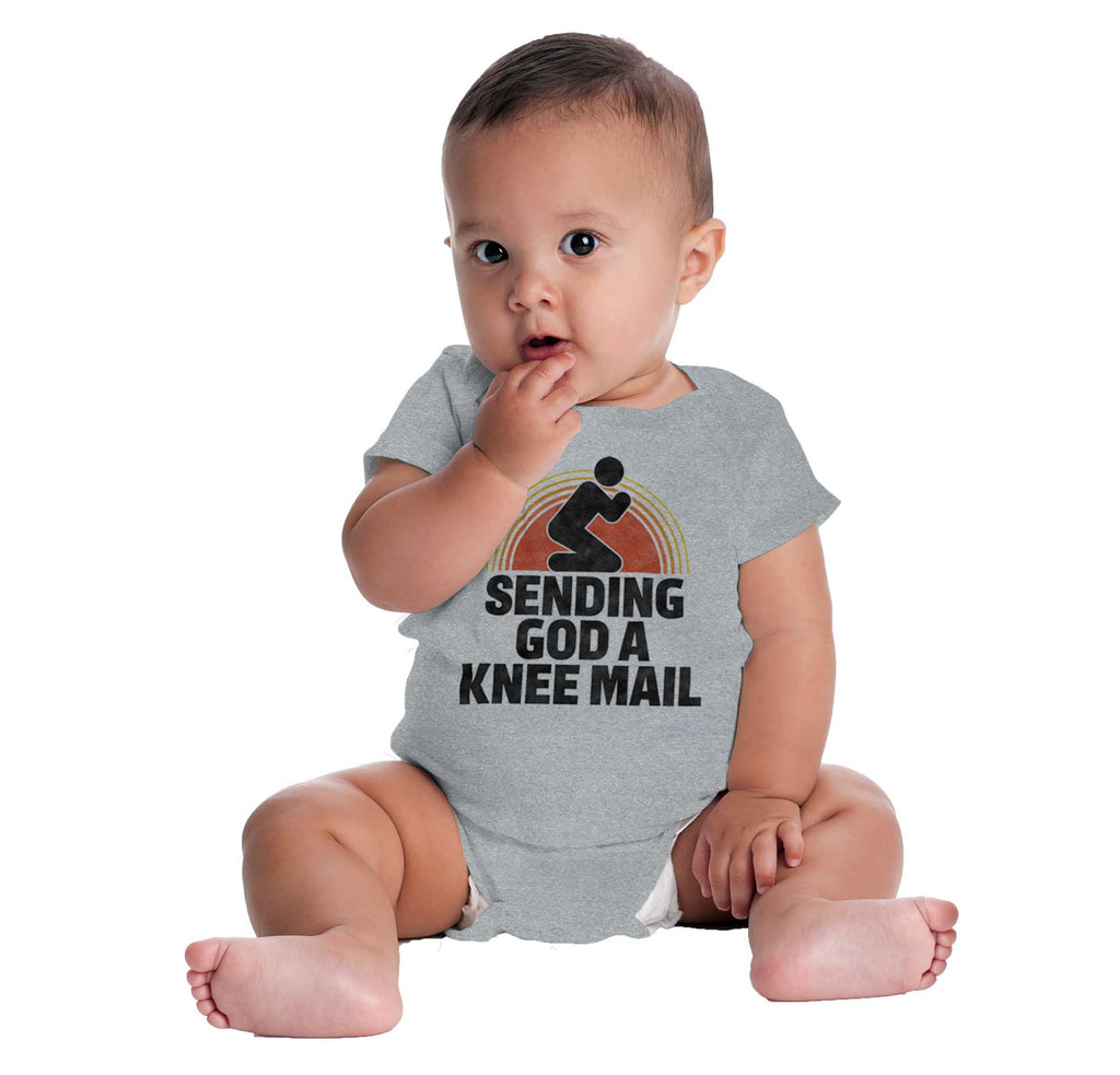 Sending God A Knee Mail Romper Bodysuit-Direct To Garment Print-Brisco Baby