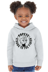 Popeye To The Finish Toddler Pullover Hoodie-Direct To Garment Print-Brisco Baby
