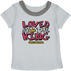 Loved By The King Toddler Ruffled Trim T-Shirt-Direct To Garment Print-Brisco Baby