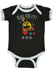 Solve It Pac-Man Baby Ruffled Trim Romper-Direct To Garment Print-Brisco Baby