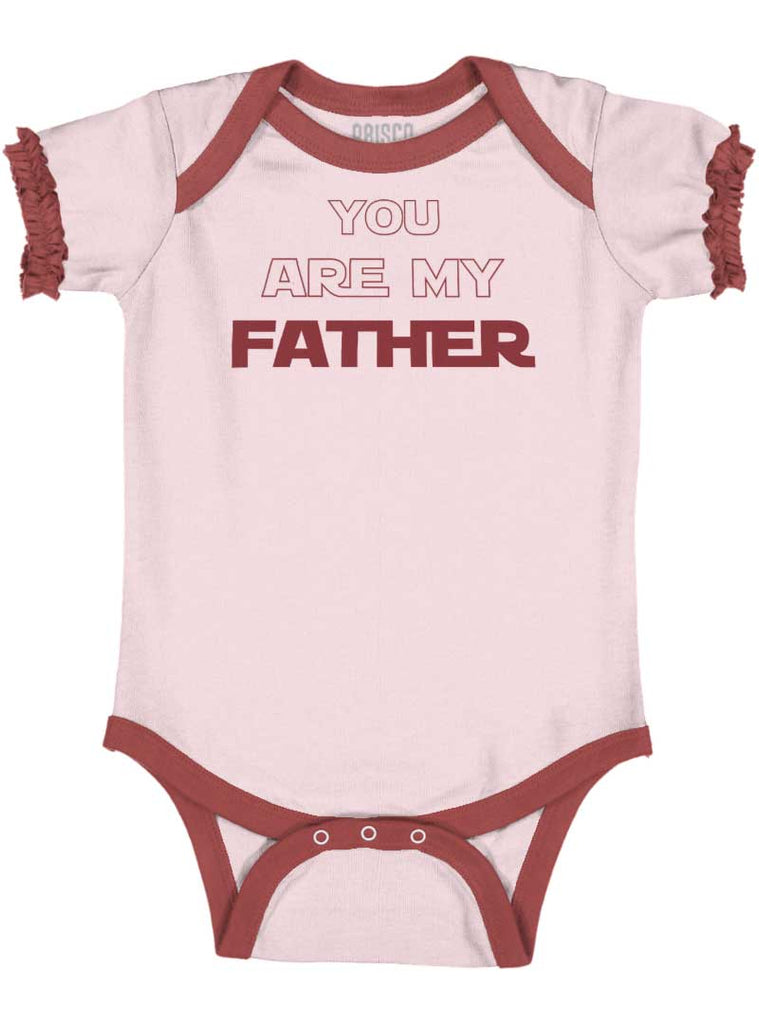 You Are My Father Baby Ruffled Trim Romper-Direct To Garment Print-Brisco Baby
