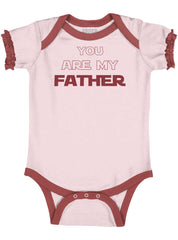 You Are My Father Baby Ruffled Trim Romper-Direct To Garment Print-Brisco Baby