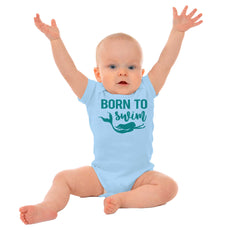 Born To Swim Romper Bodysuit-Direct To Garment Print-Brisco Baby