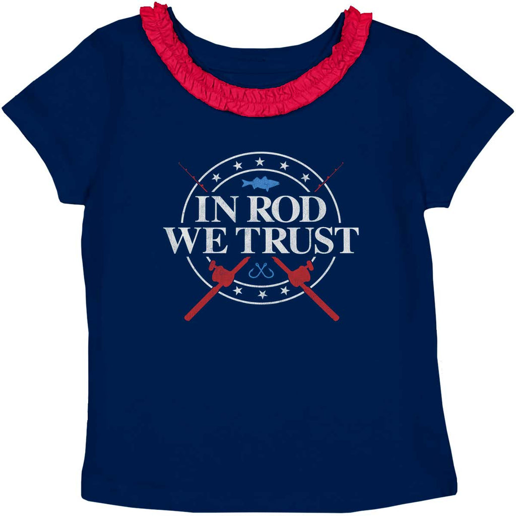 In Rod We Trust Ruffled Trim T-Shirt-Direct To Garment Print-Brisco Baby