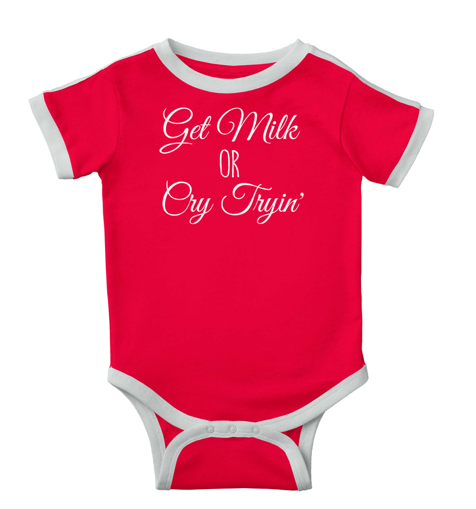 Get Milk Ringer Romper Bodysuit-Direct To Garment Print-Brisco Baby