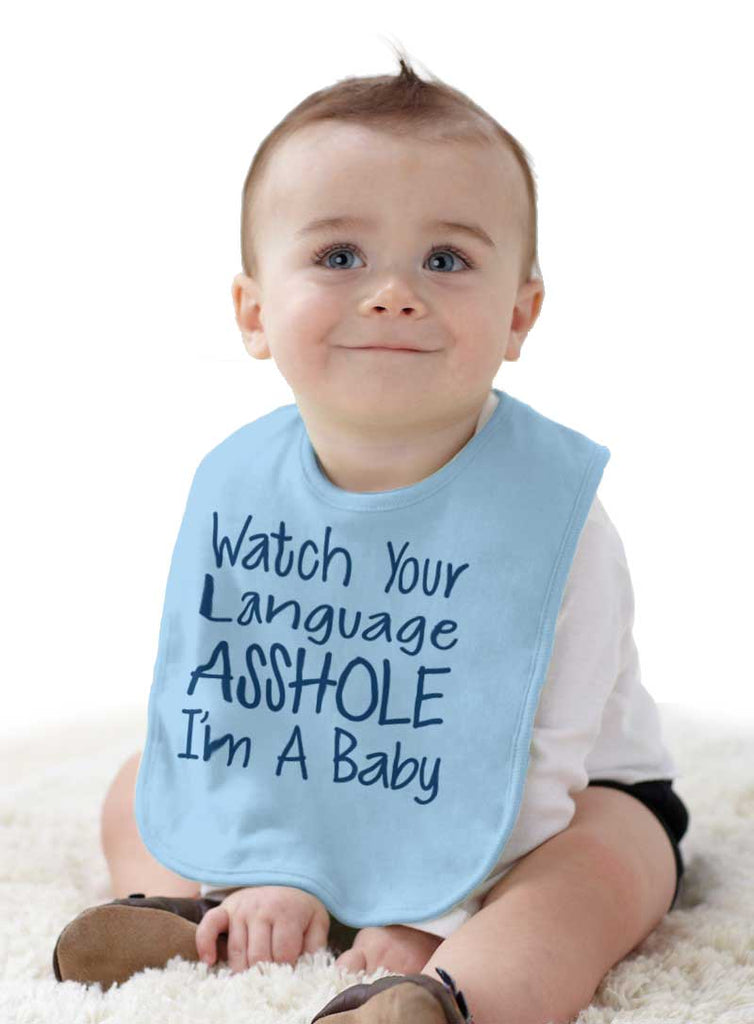 Watch The Language Infant Baby Bib-Direct To Garment Print-Brisco Baby