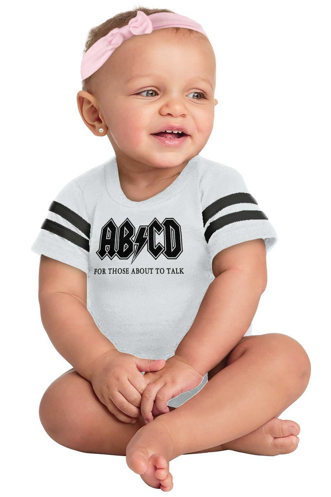 AB CD Football Romper Bodysuit-Direct To Garment Print-Brisco Baby