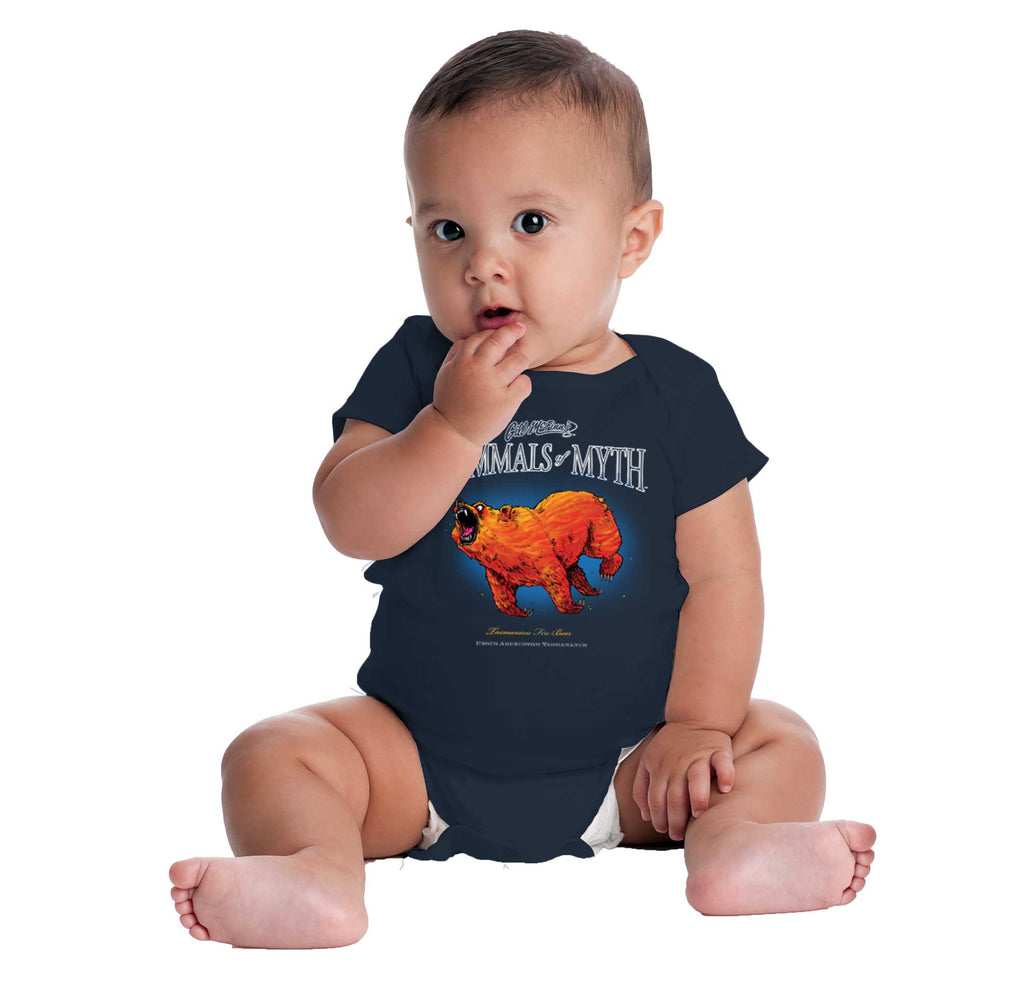 Tasmanian Fire Bear Romper Bodysuit-Direct To Garment Print-Brisco Baby