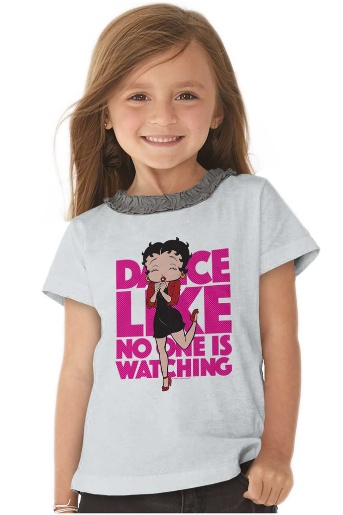 Dancing Betty Toddler Ruffled Trim T-Shirt-Direct To Garment Print-Brisco Baby