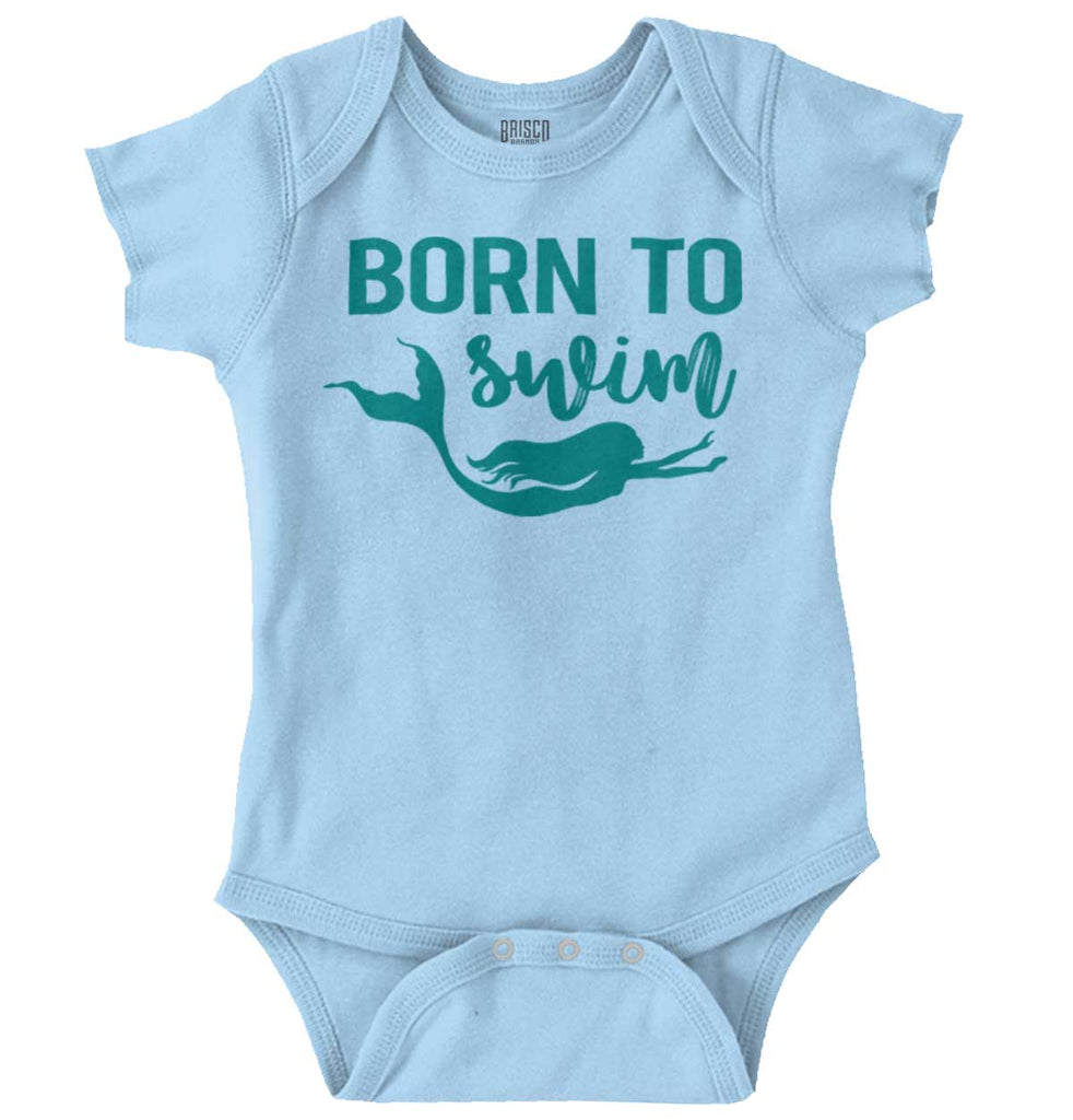 Born To Swim Romper Bodysuit-Direct To Garment Print-Brisco Baby