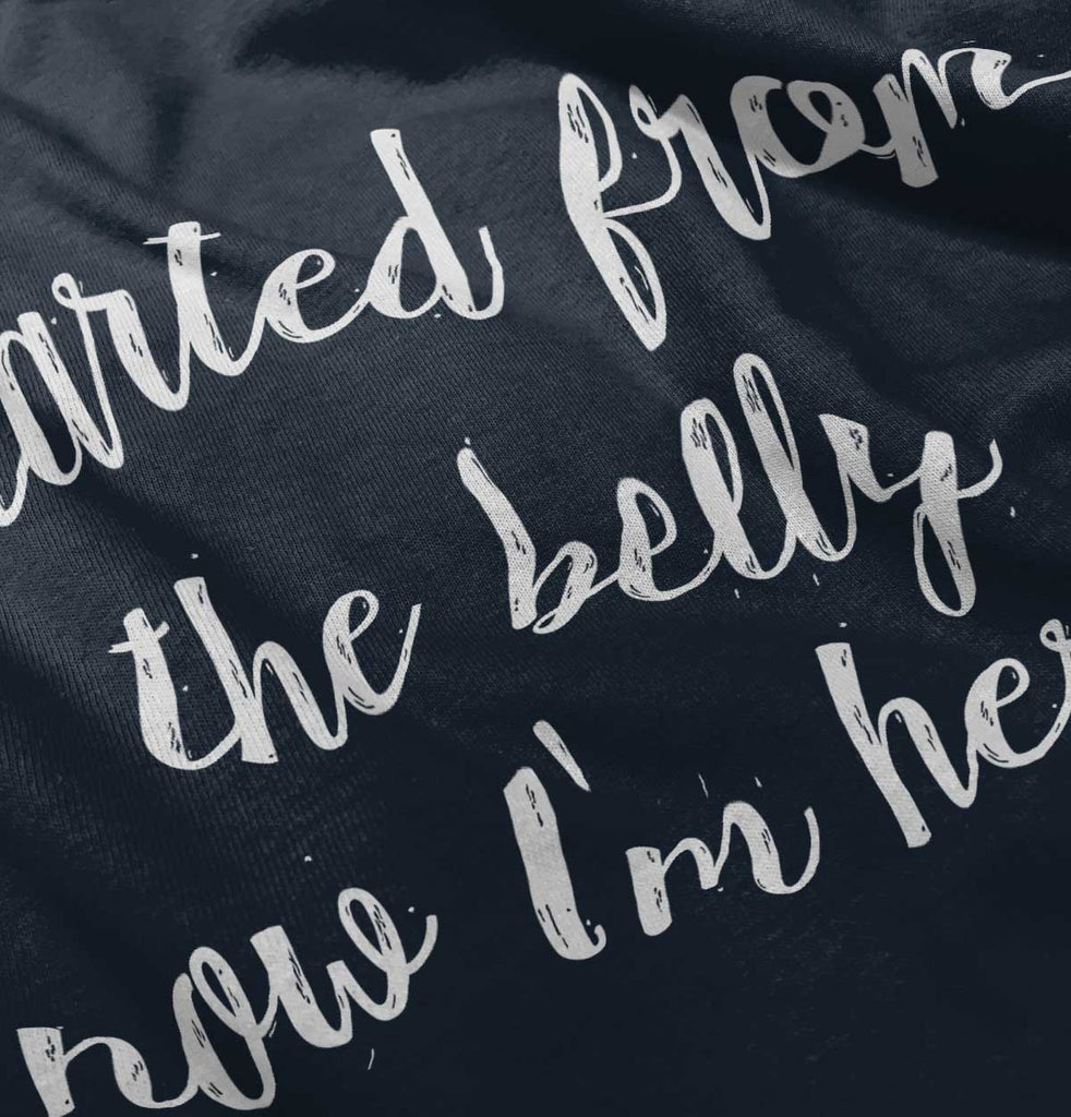 Started From The Belly Romper Bodysuit-Direct To Garment Print-Brisco Baby