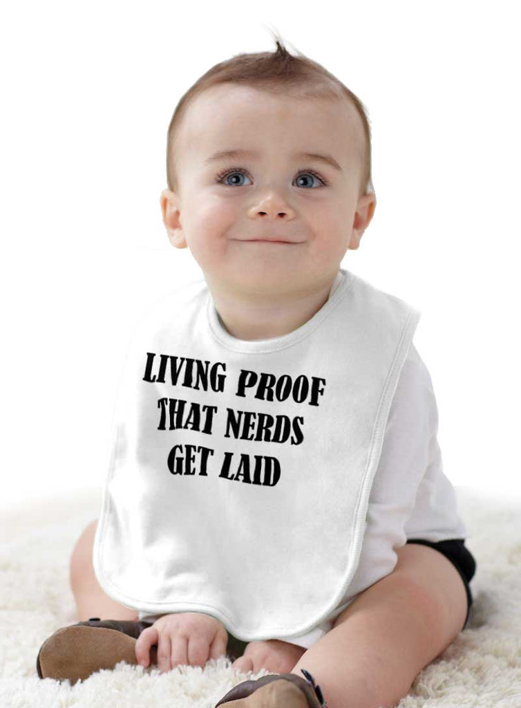 Nerds Get Laid Infant Baby Bib-Direct To Garment Print-Brisco Baby