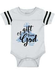Gift From God Football Romper Bodysuit-Direct To Garment Print-Brisco Baby