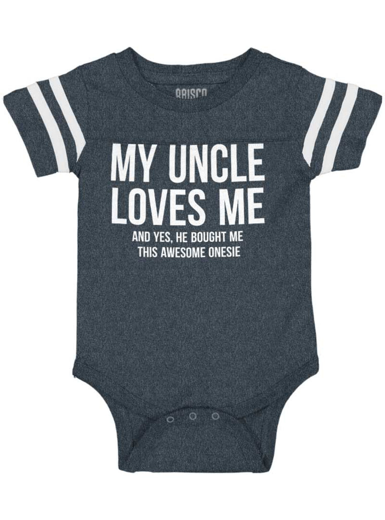 Uncle Loves Me Bough Football Romper Bodysuit-Direct To Garment Print-Brisco Baby