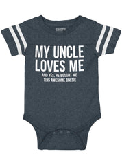 Uncle Loves Me Bough Football Romper Bodysuit-Direct To Garment Print-Brisco Baby