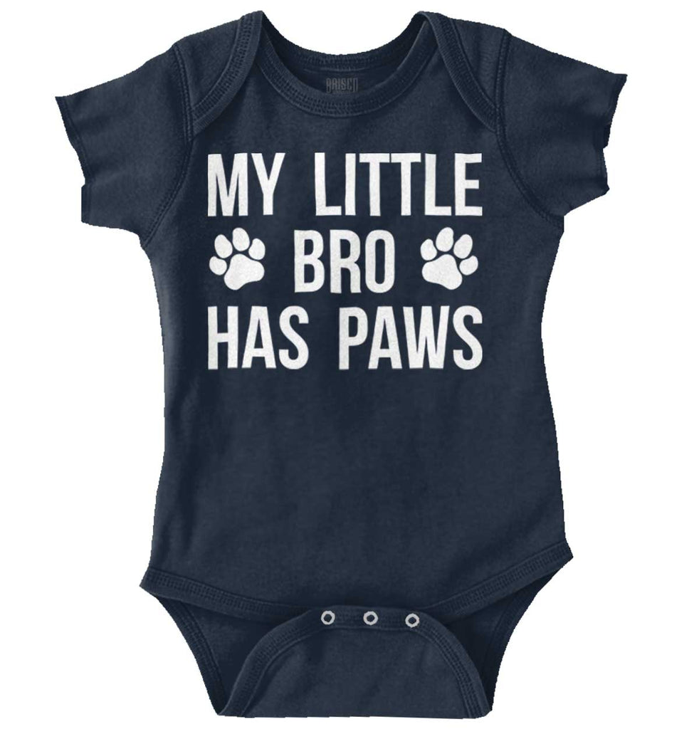 My Little Bro Has Paws Romper Bodysuit-Direct To Garment Print-Brisco Baby