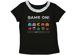 Game On Pac-Man Toddler Ruffled Trim T-Shirt-Direct To Garment Print-Brisco Baby