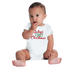 Baby's First Christmas Romper Bodysuit-Direct To Garment Print-Brisco Baby