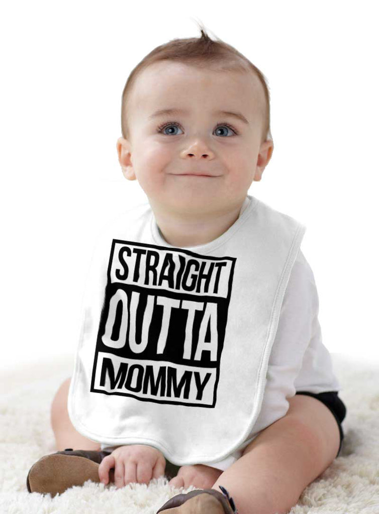 Straight Outta Mommy Infant Baby Bib-Direct To Garment Print-Brisco Baby