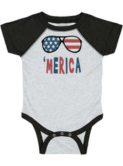 ‘merica Raglan Romper Bodysuit-Direct To Garment Print-Brisco Baby