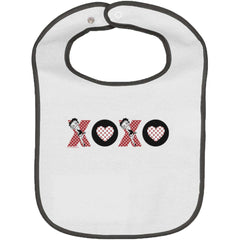 XOXO Trimmed White Snap Bib-Direct To Garment Print-Brisco Baby