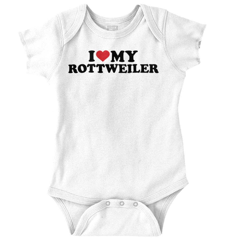 I Love My Rottweiler Romper Bodysuit-Direct To Garment Print-Brisco Baby