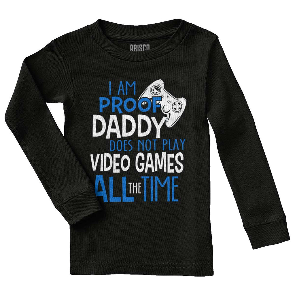 Daddy Plays Video Games Solid Baby Pajama Top-Direct To Garment Print-Brisco Baby