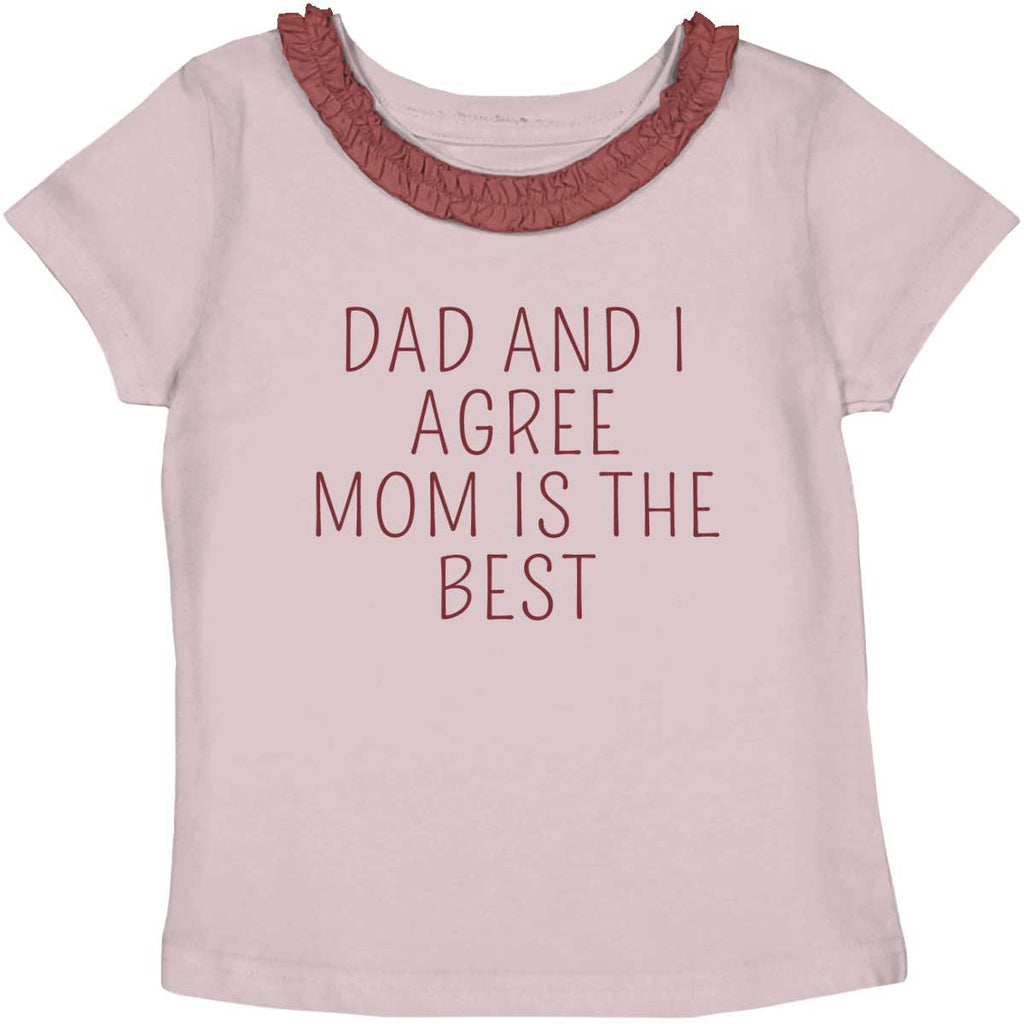 Mom Is Best Toddler Ruffled Trim T-Shirt-Direct To Garment Print-Brisco Baby