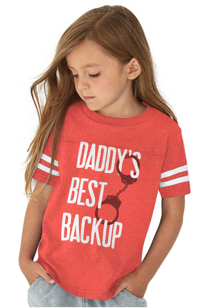 Daddy's Best Backup Toddler Football Jersey Tee-Direct To Garment Print-Brisco Baby