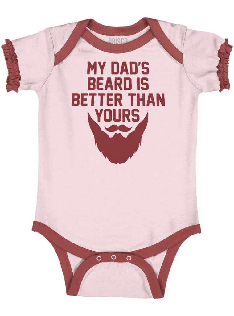 Dad's Beard Baby Ruffled Trim Romper-Direct To Garment Print-Brisco Baby