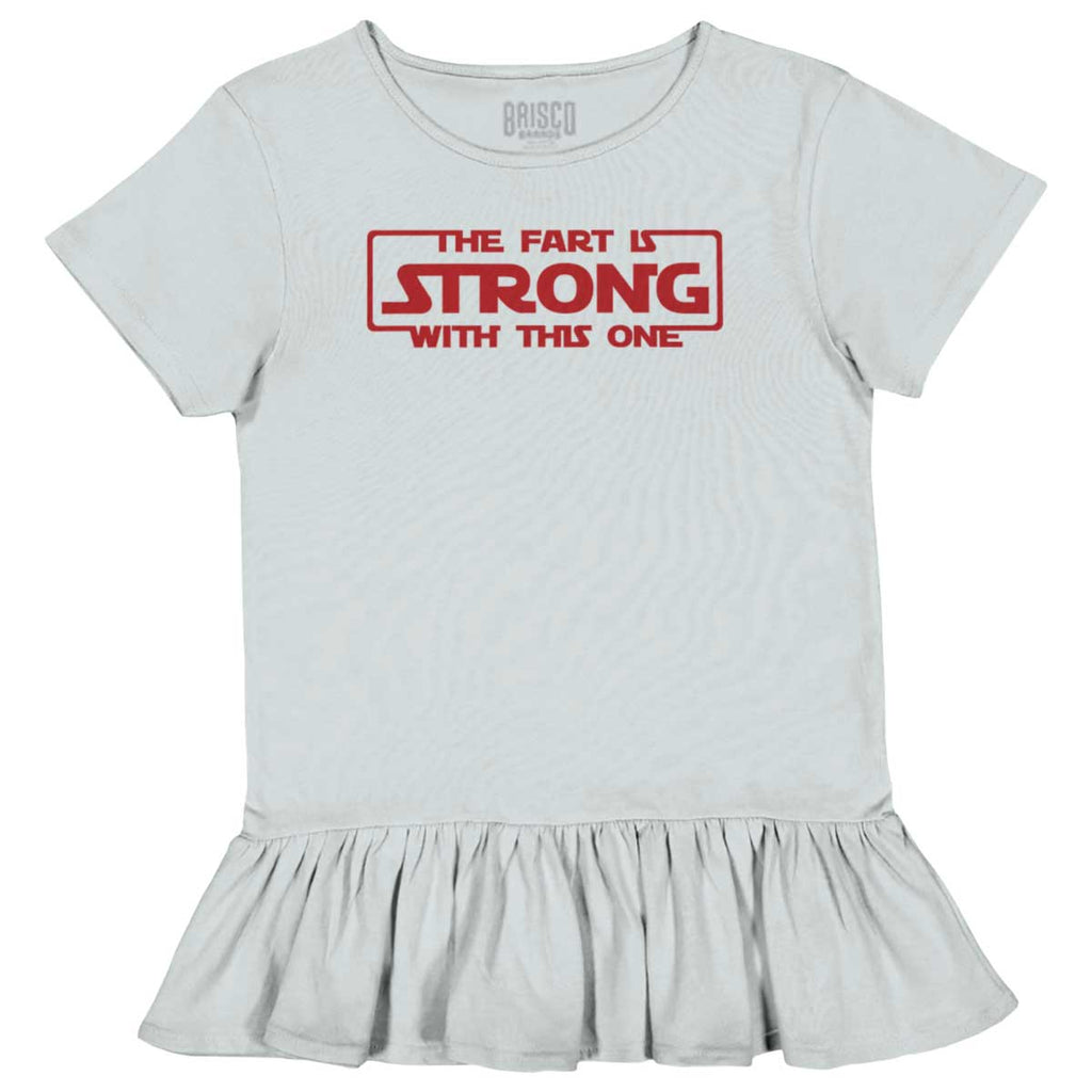 Fart Is Strong Toddler Ruffle Bottom Tee-Direct To Garment Print-Brisco Baby