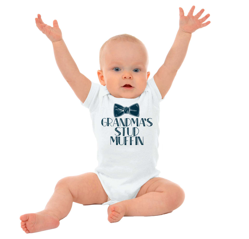 Grandma's Stud Muffin Romper Bodysuit-Direct To Garment Print-Brisco Baby
