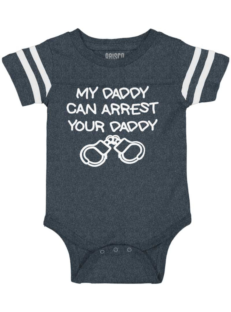 Arrest Your Daddy Football Romper Bodysuit-Direct To Garment Print-Brisco Baby
