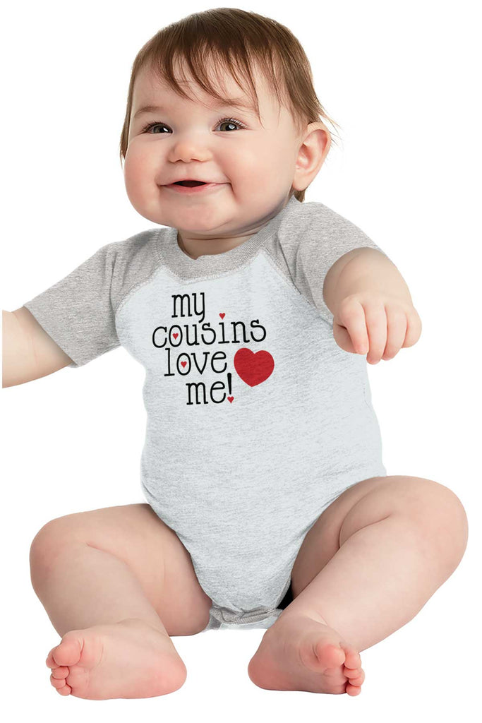 Cousins Love Me Raglan Romper Bodysuit-Direct To Garment Print-Brisco Baby