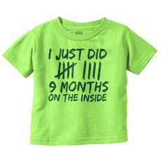 9 Months Inside Infant Toddler T Shirt-Direct To Garment Print-Brisco Baby