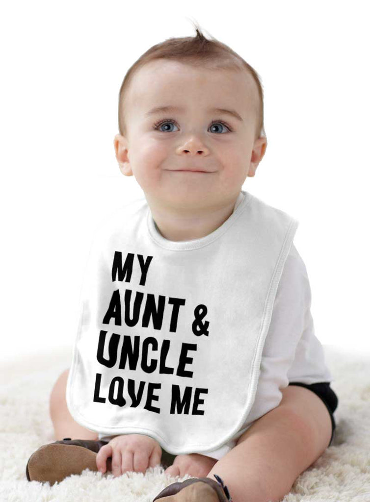 Aunt And Uncle Love Me Infant Baby Bib-Direct To Garment Print-Brisco Baby