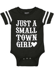 Small Town Girl Football Romper Bodysuit-Direct To Garment Print-Brisco Baby