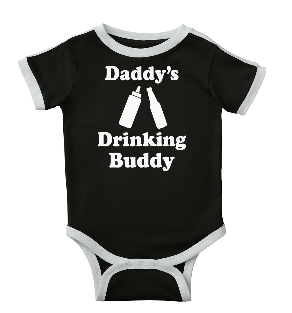 Drinking Buddy Ringer Romper Bodysuit-Direct To Garment Print-Brisco Baby