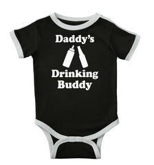 Drinking Buddy Ringer Romper Bodysuit-Direct To Garment Print-Brisco Baby