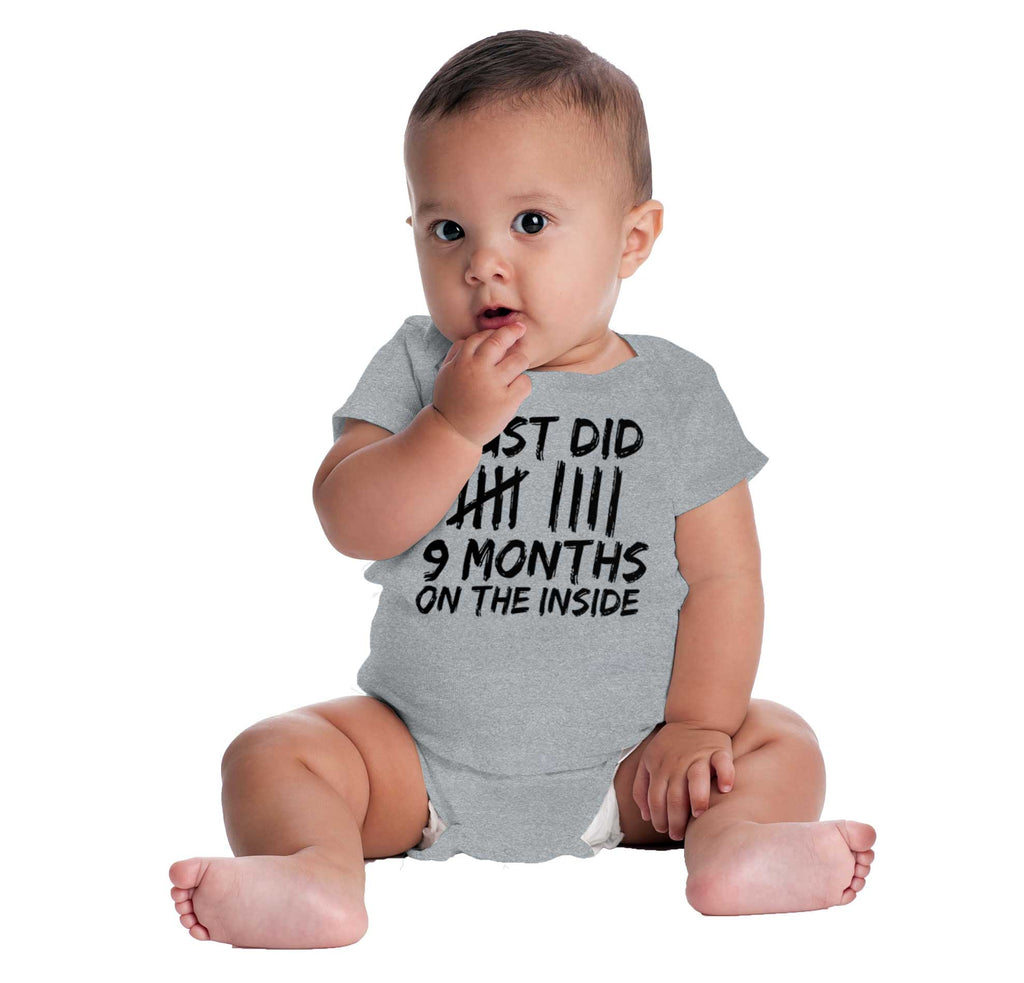 9 Months Inside Romper Bodysuit-Direct To Garment Print-Brisco Baby