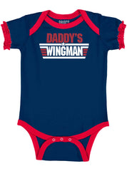 Daddy's Wingman Baby Ruffled Trim Romper-Direct To Garment Print-Brisco Baby