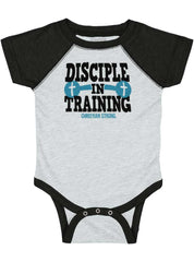 Disciple In Training Raglan Romper Bodysuit-Direct To Garment Print-Brisco Baby