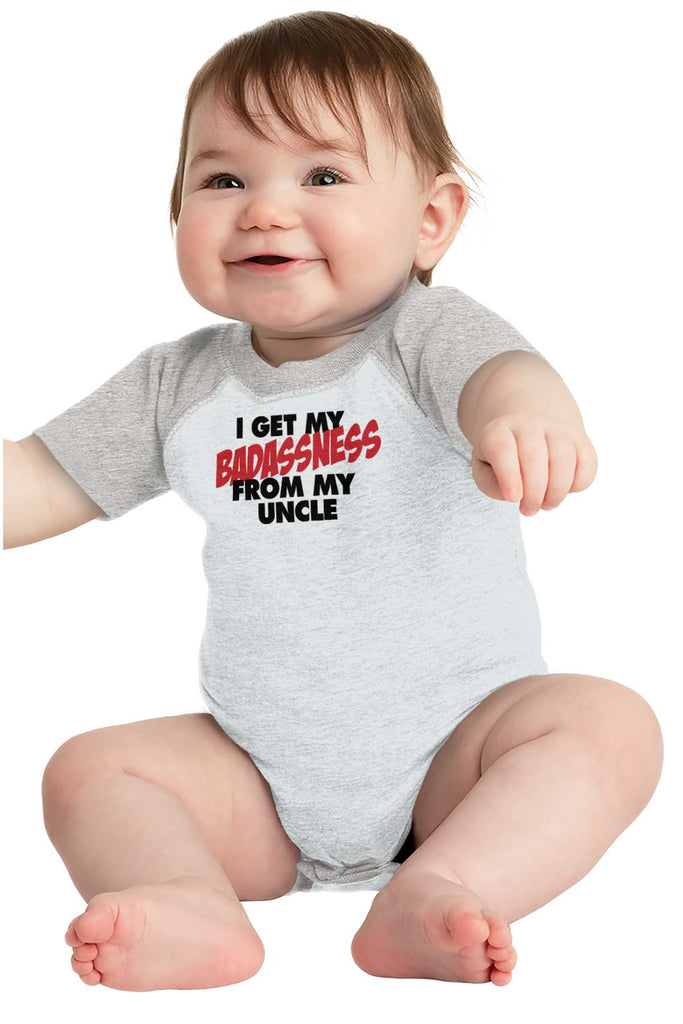Badass Uncle Raglan Romper Bodysuit-Direct To Garment Print-Brisco Baby