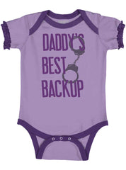 Daddy's Best Backup Baby Ruffled Trim Romper-Direct To Garment Print-Brisco Baby