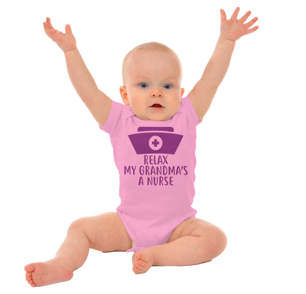 Relax My Grandma's A Nurse Romper Bodysuit-Direct To Garment Print-Brisco Baby